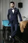 Navy Blue Men's Designer Suit with Embroidery – Bonsoir